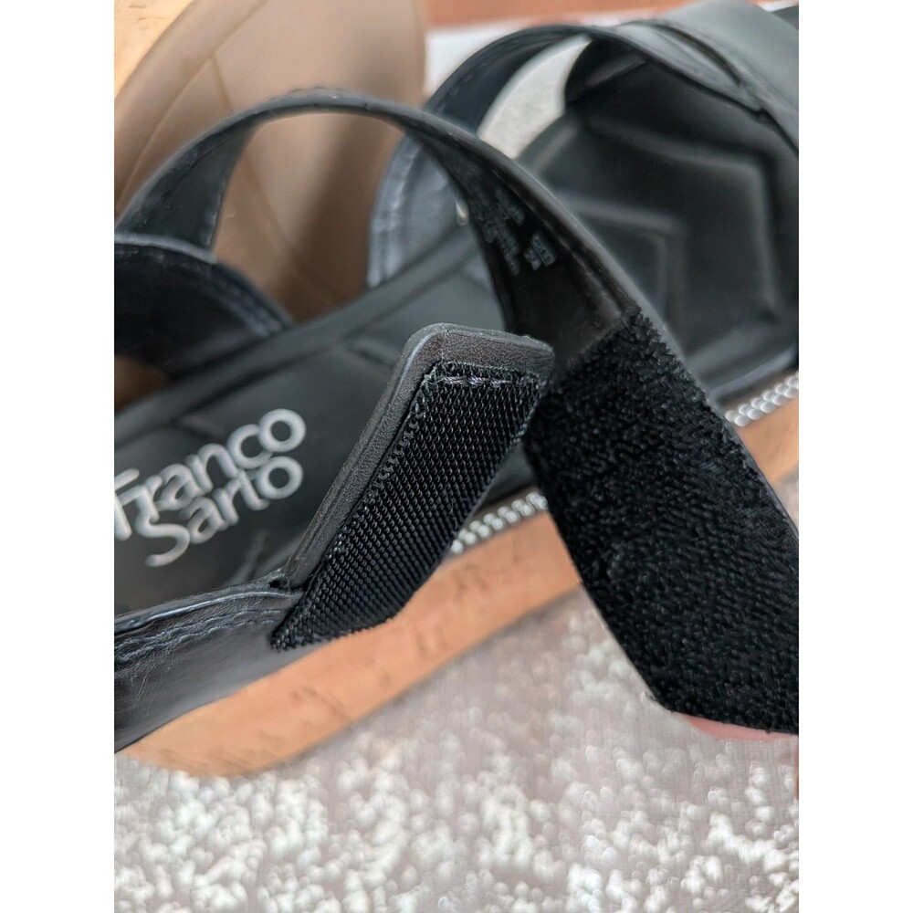 Franco Sarto Sandal Women's 7 M "Ozio" Black Faux Leather Platform Cork Coastal - Picture 3 of 10